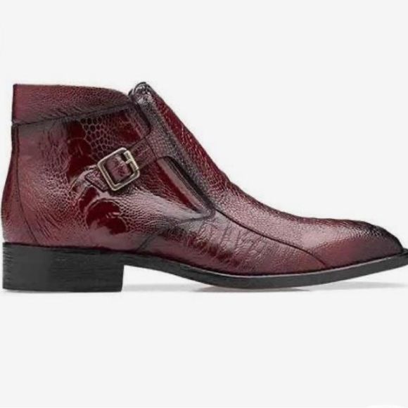UEC BELVEDERE Gregg Ostrich Leg Monk Strap Dress Boot in Burgundy SZ 11 - Picture 1 of 14